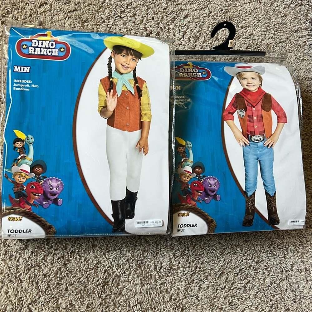 LIKE NEW Dino Ranch Min OR Jon character Halloween costume packs in toddler 2T!